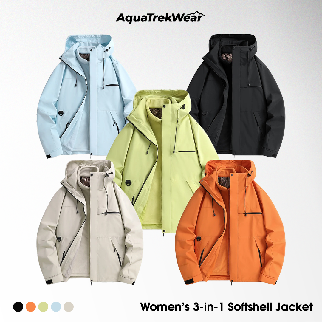 AquaTrekWear Women’s 3-in-1 Softshell Jacket with Detachable Fleece Lining
