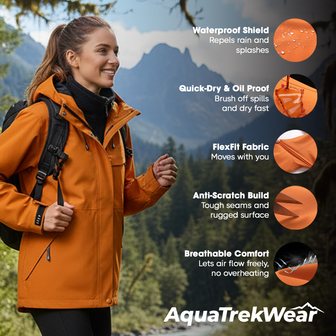 AquaTrekWear Women’s 3-in-1 Softshell Jacket with Detachable Fleece Lining