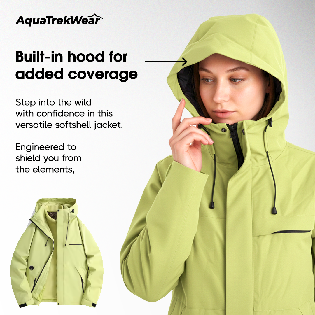 AquaTrekWear Women’s 3-in-1 Softshell Jacket with Detachable Fleece Lining