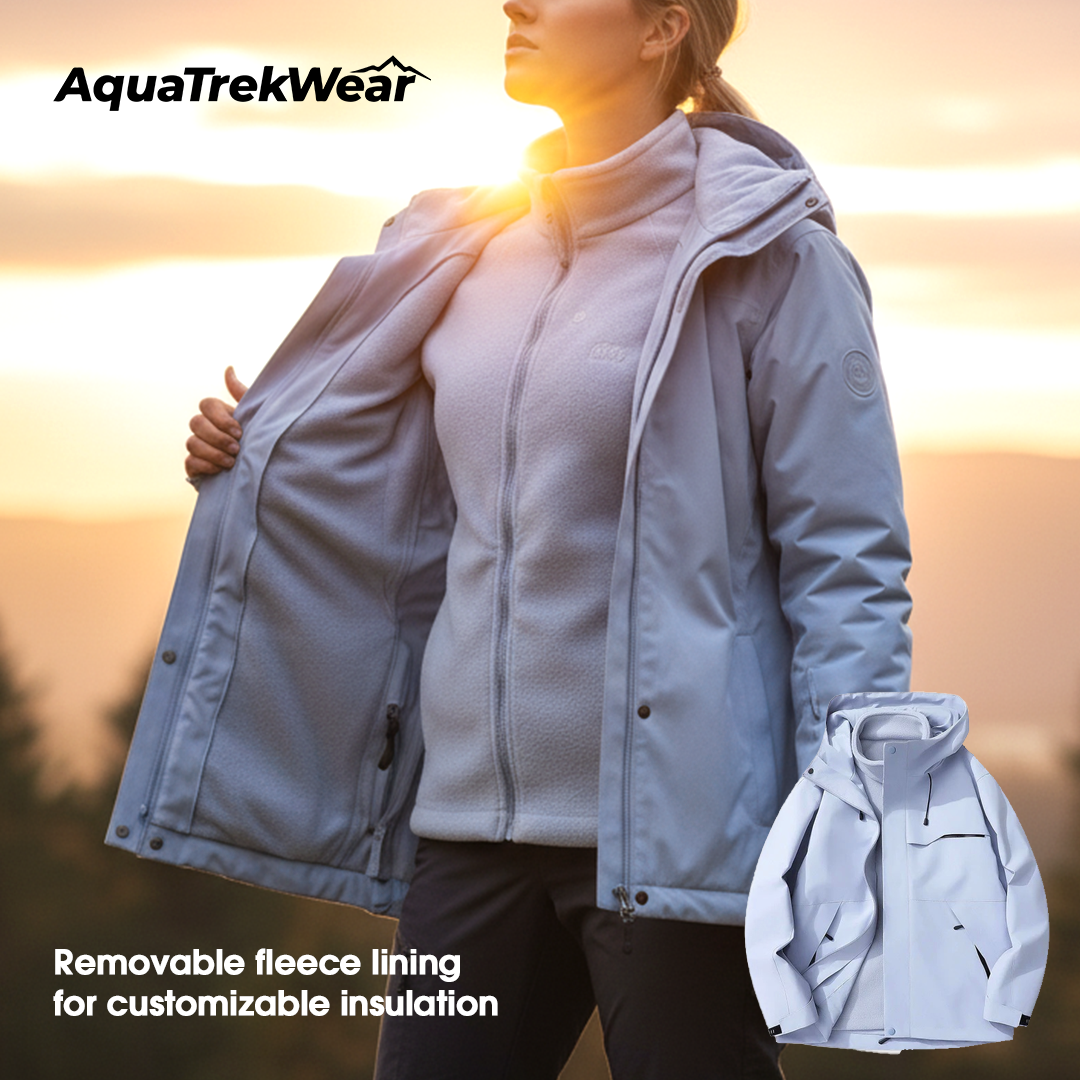 AquaTrekWear Women’s 3-in-1 Softshell Jacket with Detachable Fleece Lining